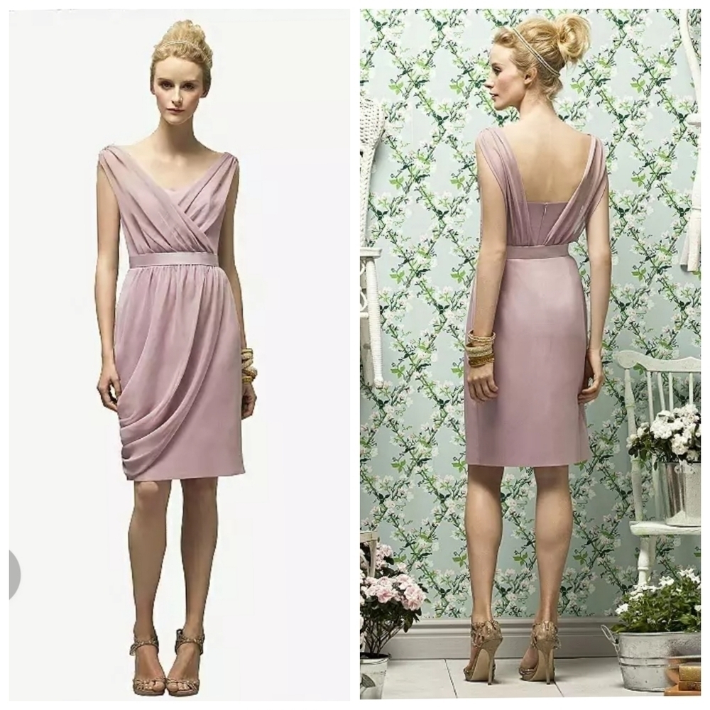 LELA ROSE Crinkle Chiffon Cocktail Dress Suede Rose Dusty Rose Mauve